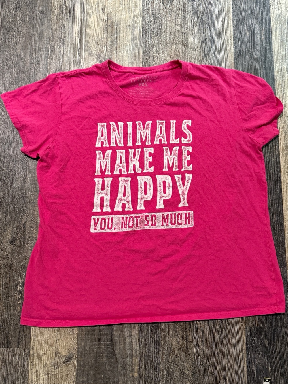 Animals Make Me Happy You Not So Much Funny T Shirt Farm Fed Pink Women’s 2X